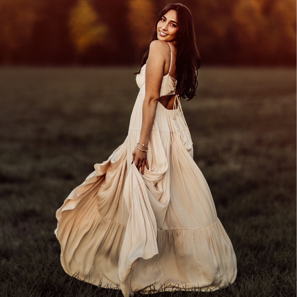 Free People Freya Maxi Dress in Pink Tint Creme